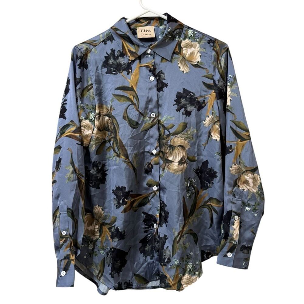 Elie. Elie Tahari Women Small Button Down Blouse Floral Polyester Colorful